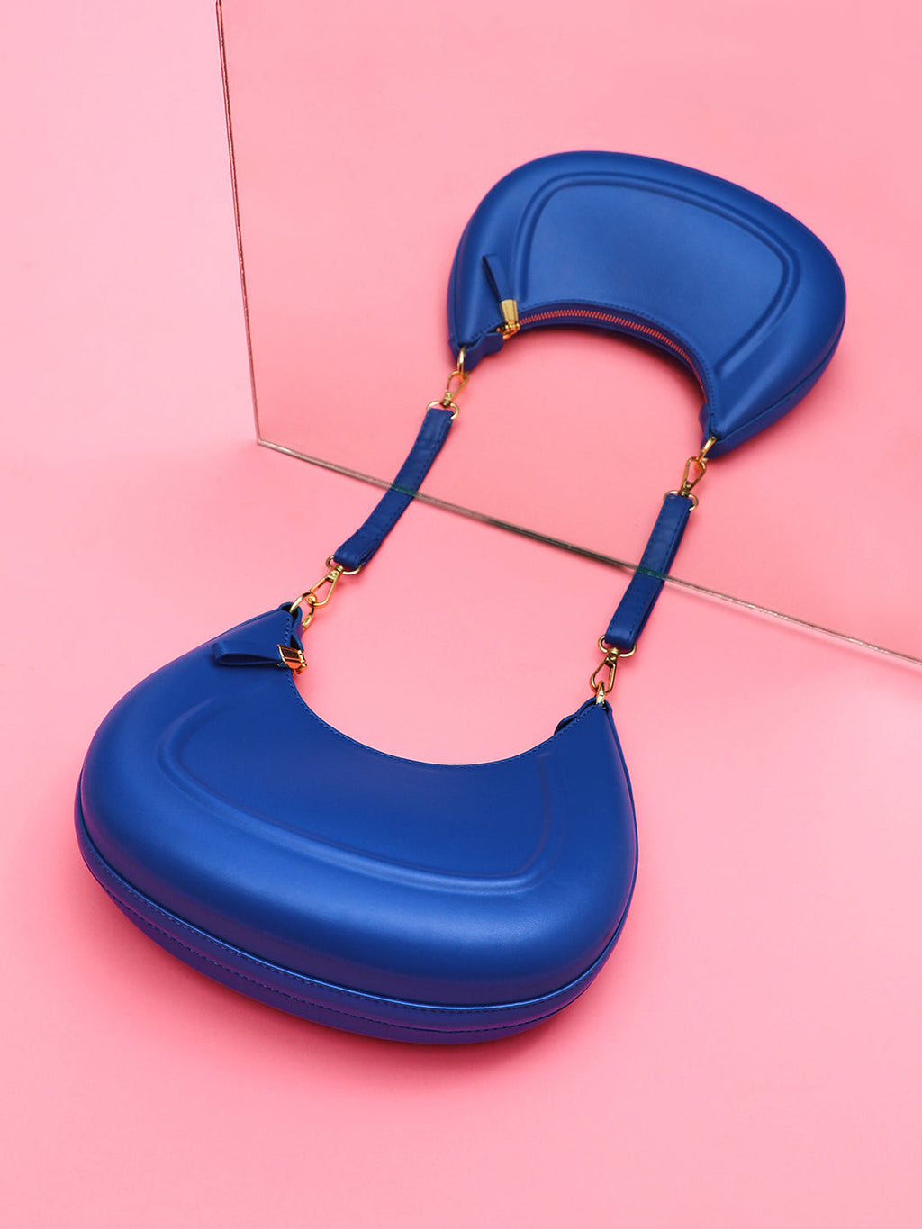 The Curve Hand Bag With Pouch - Royal Blue