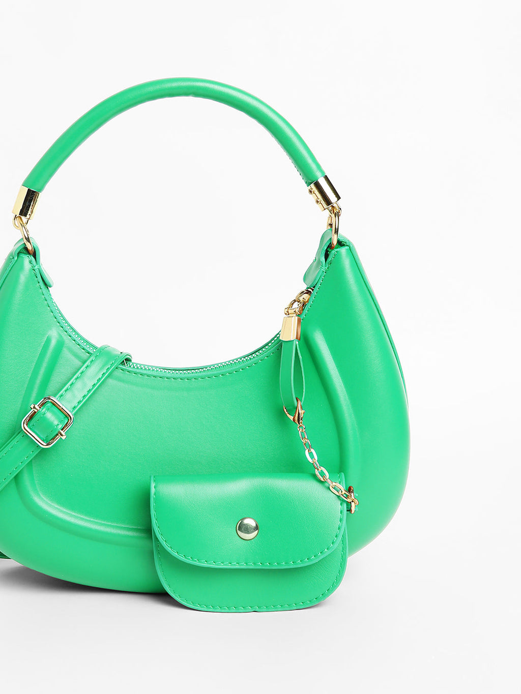 The Curve Hand Bag With Pouch - Shamrock Green