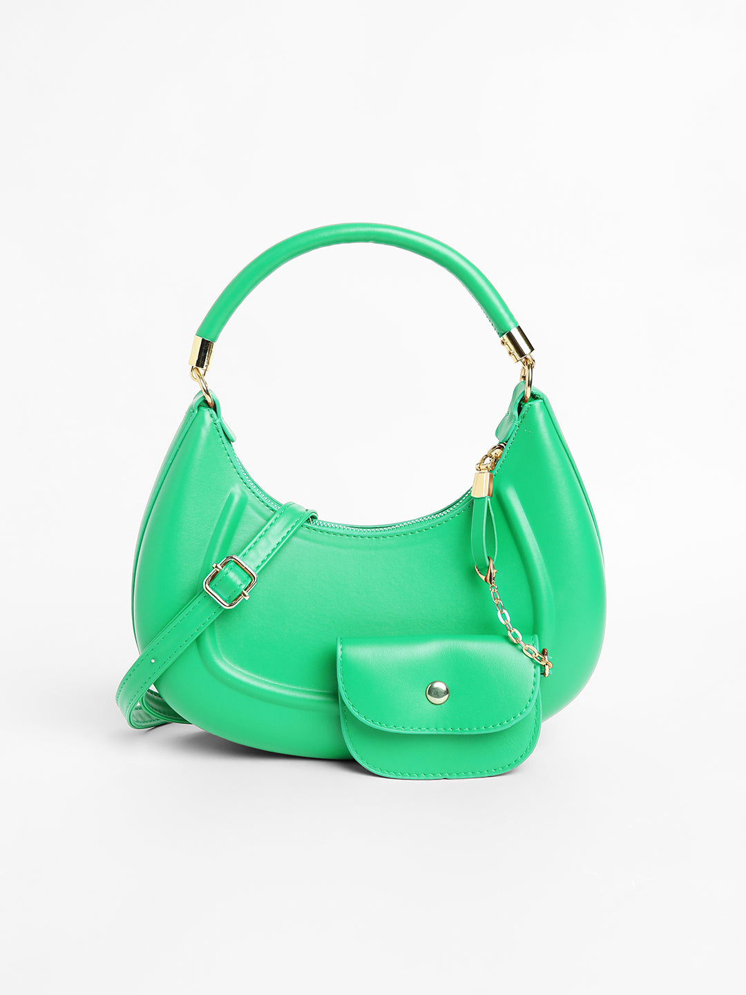 The Curve Hand Bag With Pouch - Shamrock Green