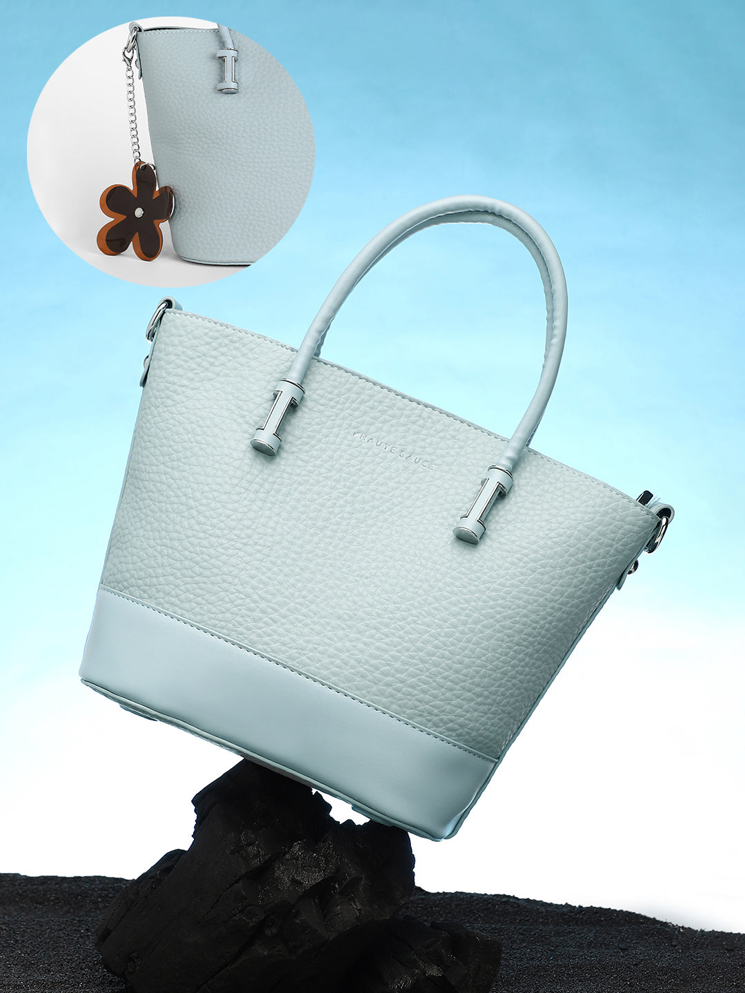 The Basket Hand Bag - Icy Blue