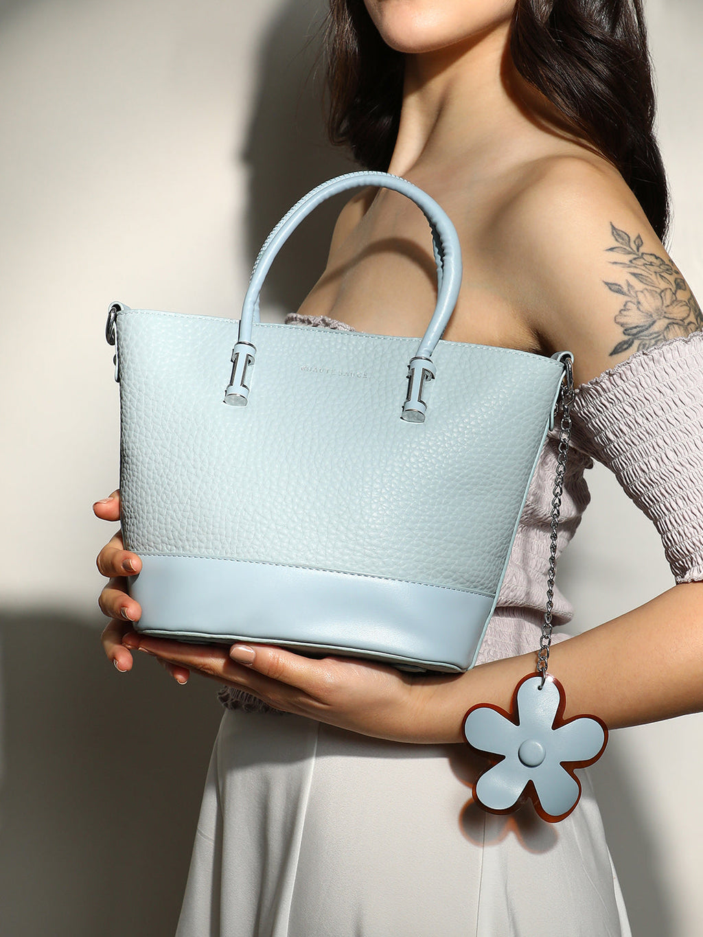 The Basket Hand Bag - Icy Blue