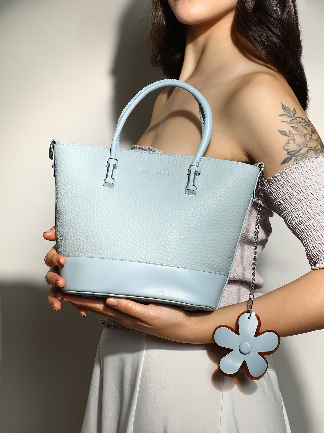 The Basket Hand Bag - Icy Blue