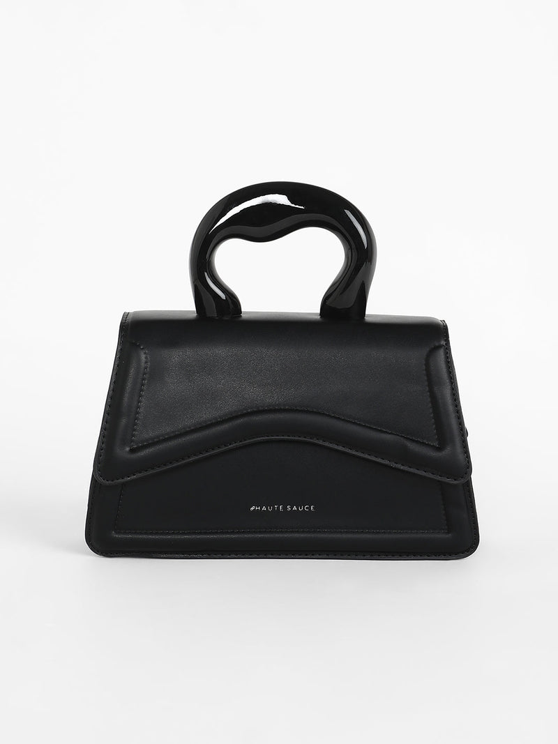 The Caldera Gloss Hand Bag - Midnight Black