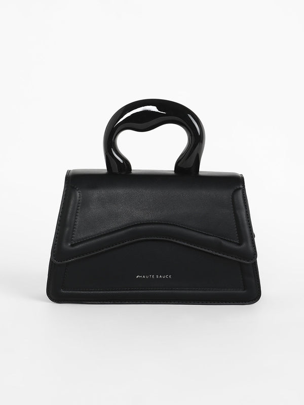 The Caldera Gloss Hand Bag - Midnight Black