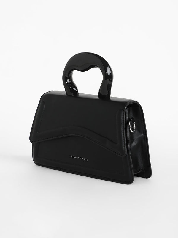 The Caldera Gloss Hand Bag - Midnight Black