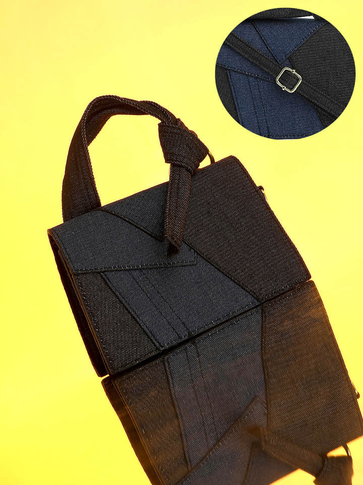 The Denim Sash Hand Bag - Navy Blue
