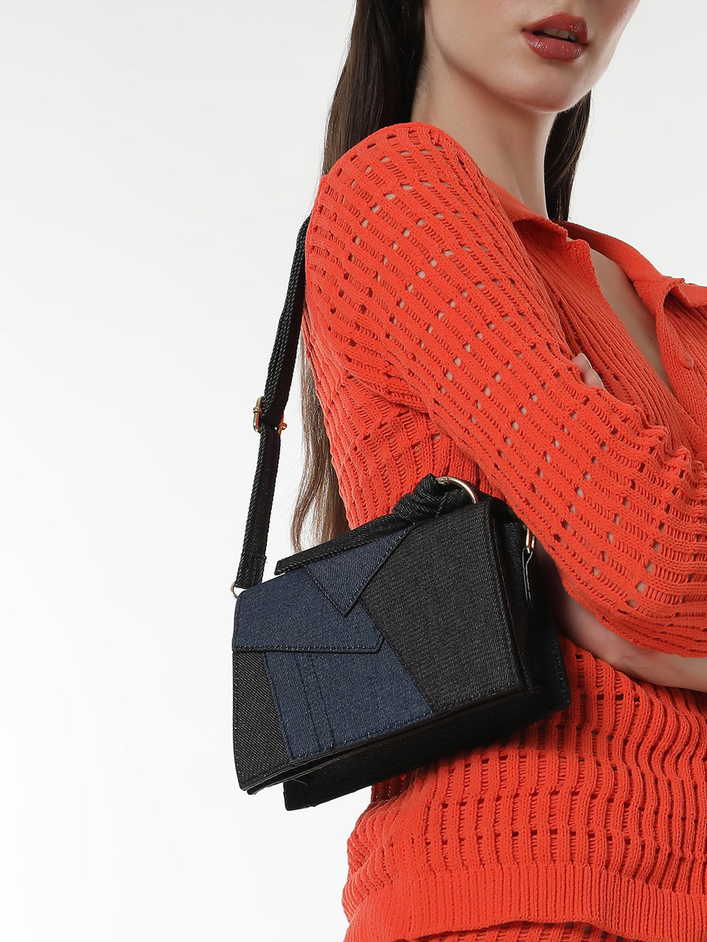 The Denim Sash Hand Bag - Navy Blue