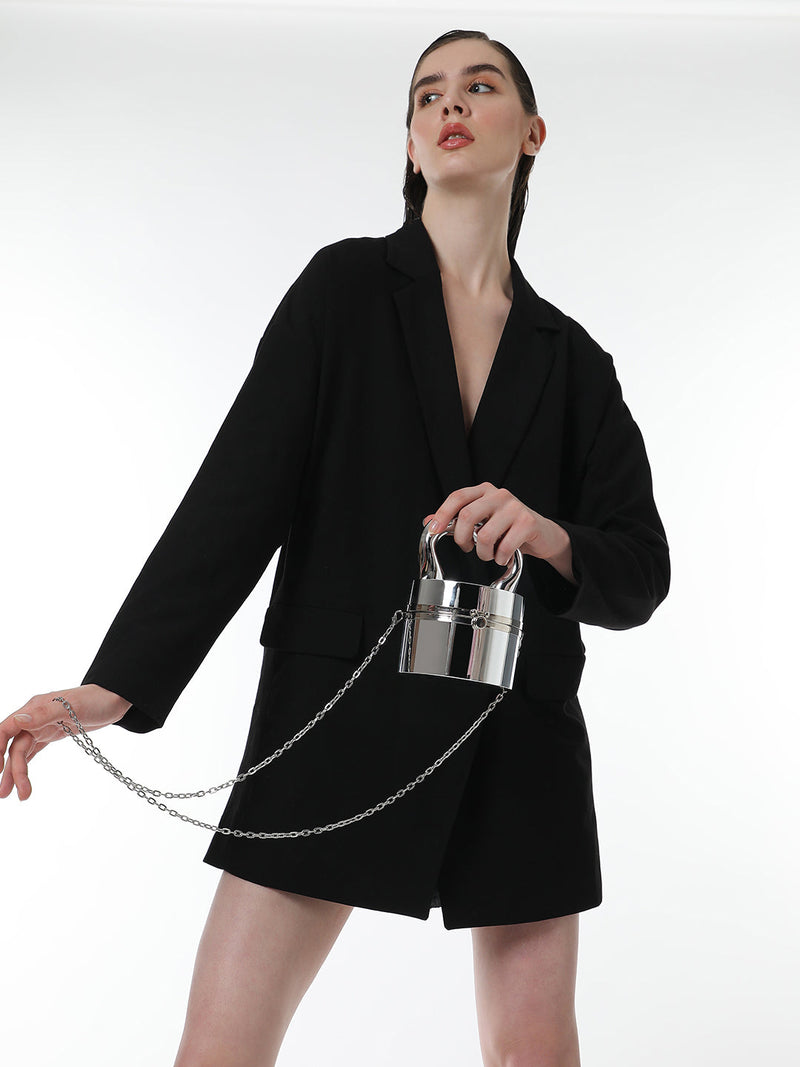 The Caldera Gloss Bucket Bag - Metallic Silver