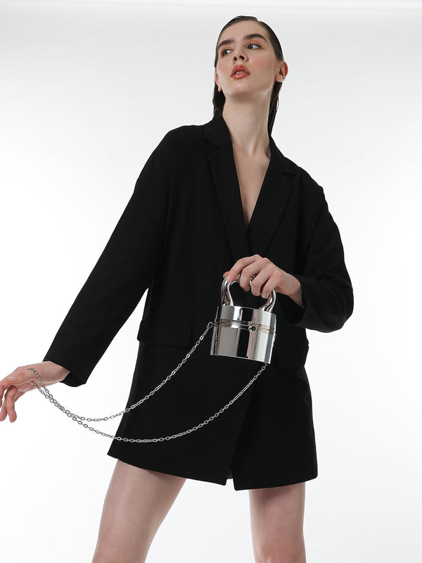 The Caldera Gloss Bucket Bag - Metallic Silver