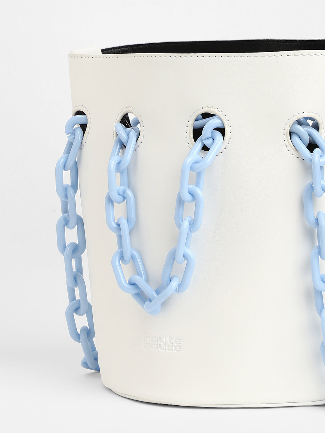 The Block-A-Chain Bucket Bag - Daisy White