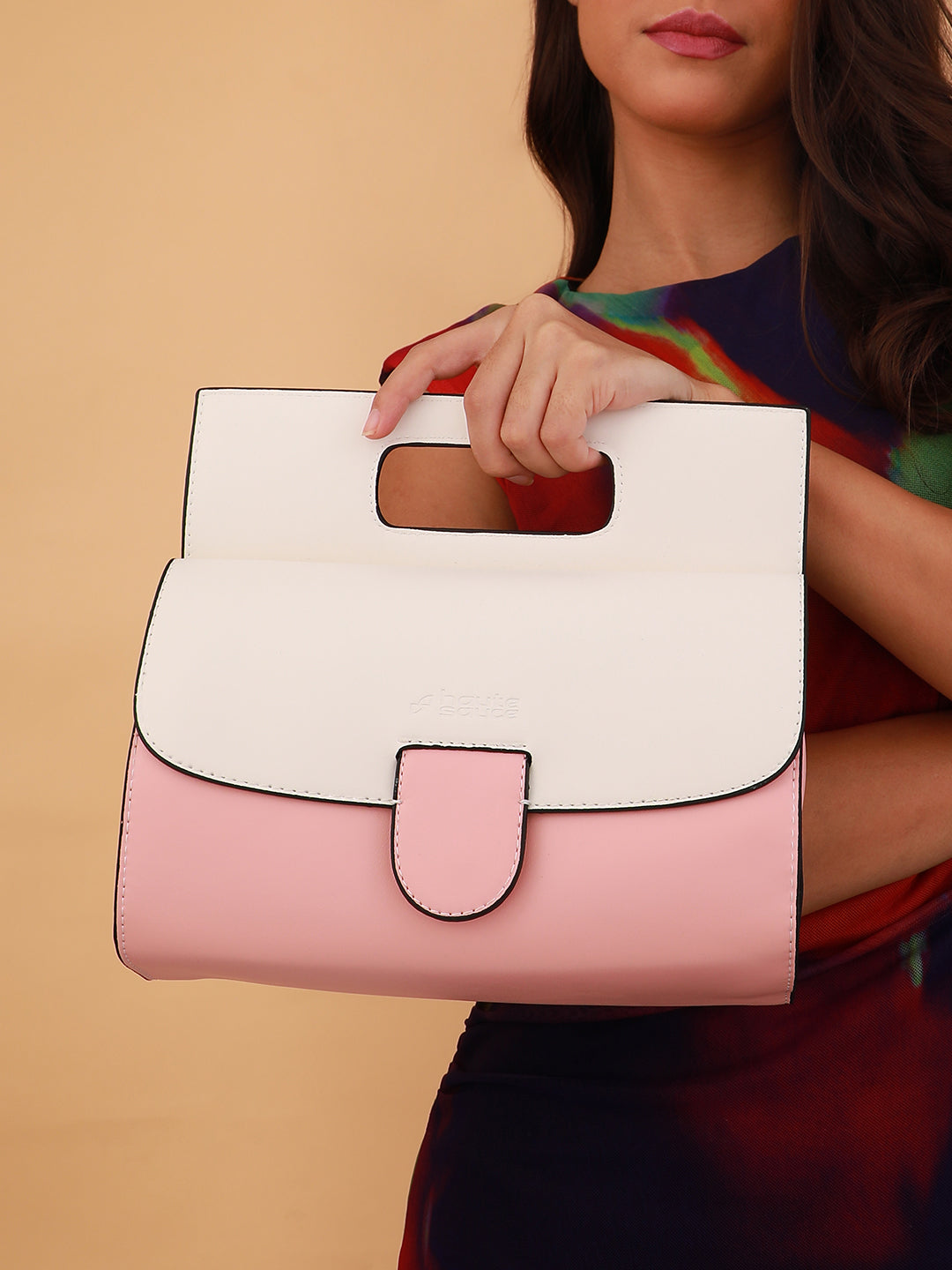The Envelope Hand Bag - Flamingo Pink & Ivory White
