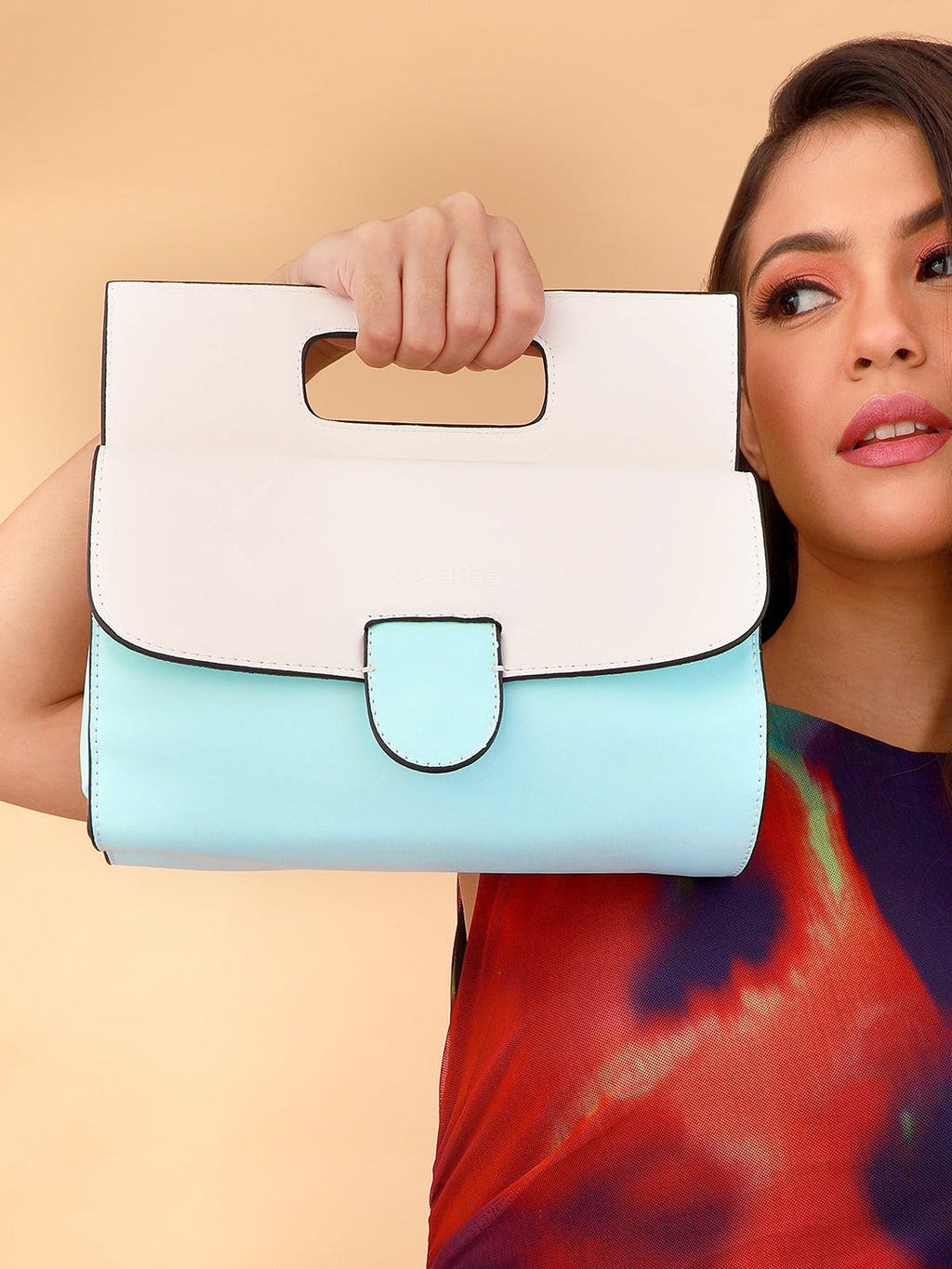 The Envelope Hand Bag - Powder Blue & Ivory White