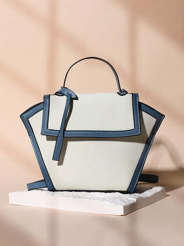 The Roma Canvas Hand Bag - Steel Blue & Cloud White