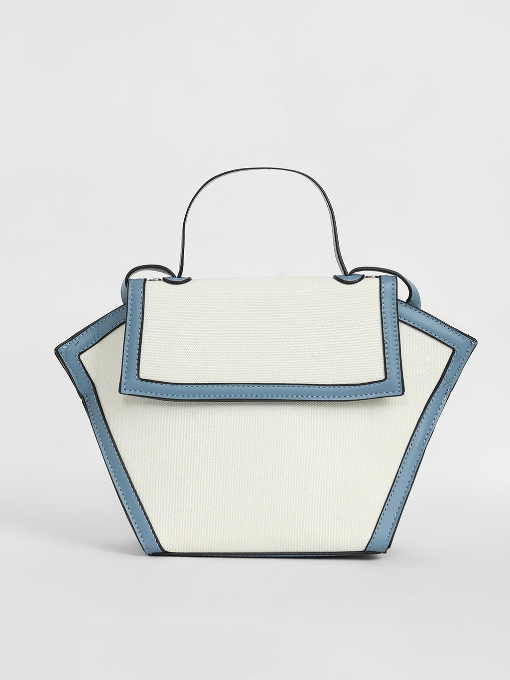 The Roma Canvas Hand Bag - Steel Blue & Cloud White