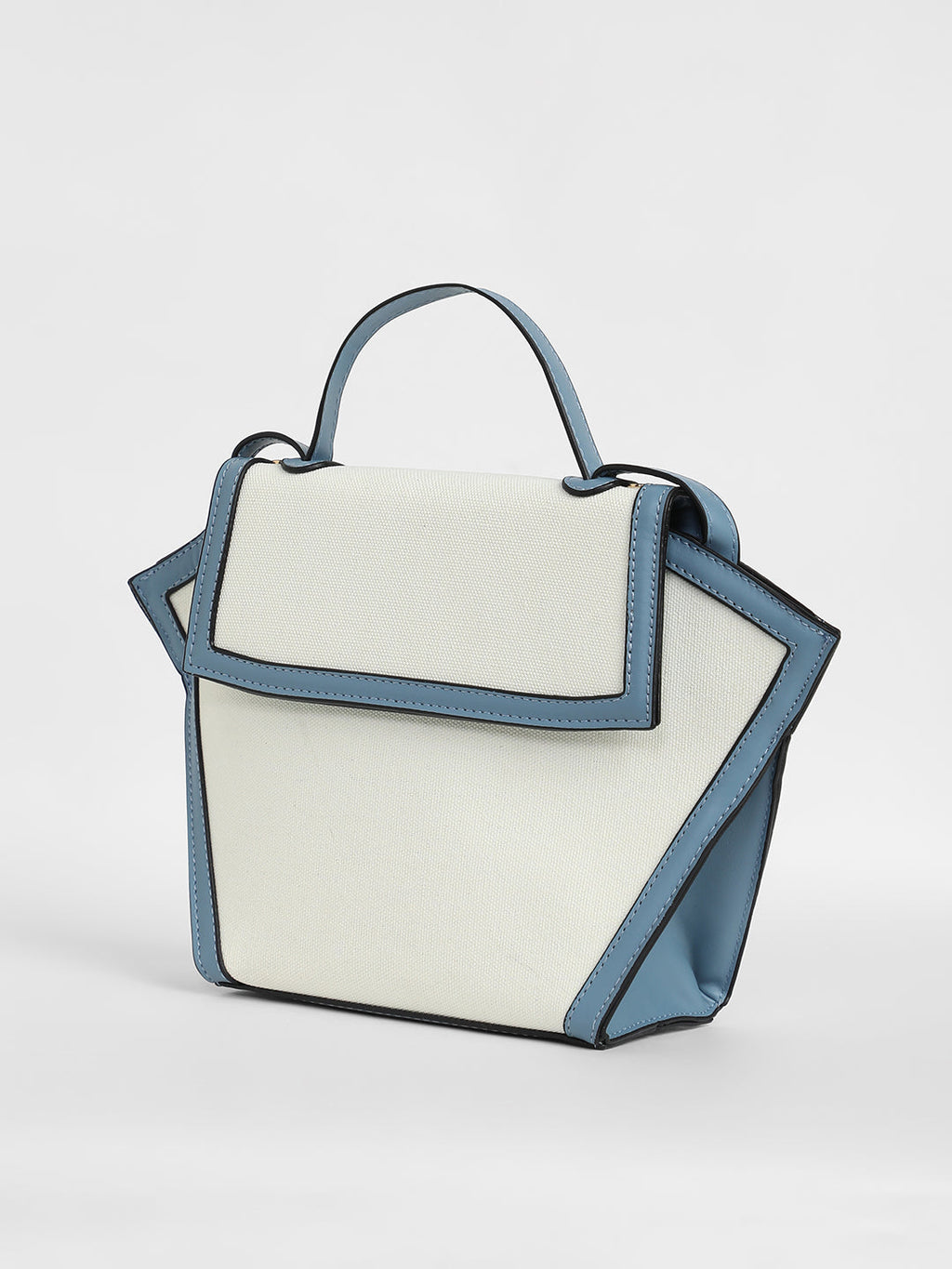 The Roma Canvas Hand Bag - Steel Blue & Cloud White