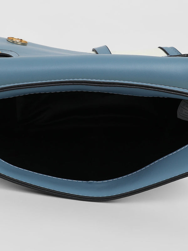 The Roma Canvas Hand Bag - Steel Blue & Cloud White
