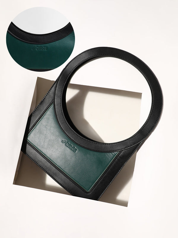 The Aureola Shoulder Bag - Emerald Green:Onyx Black