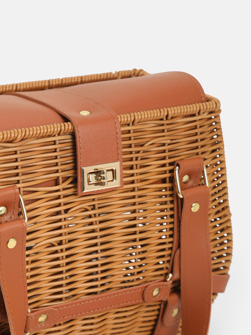 The Riviera Basket Hand Bag-Natural Tan