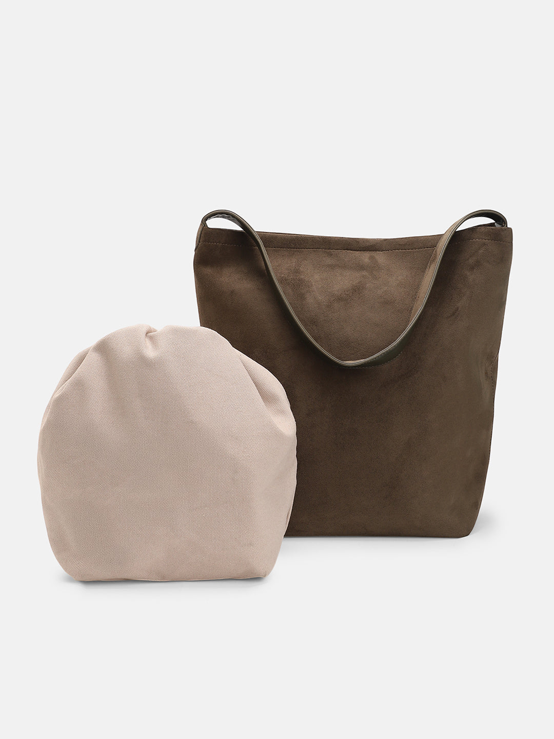 The Bucket Tote Bag With Pouch - Coffee Brown