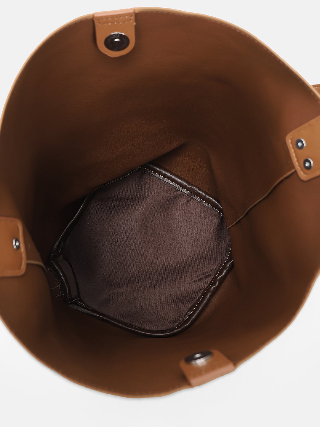 The Bucket Tote Bag With Pouch - Tan Brown