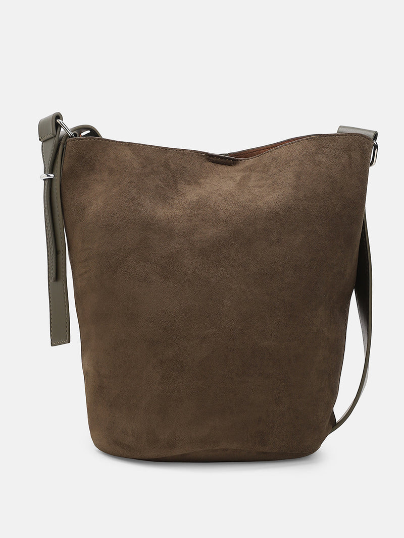 The Bucket Tote Bag With Pouch - Seaweed Green