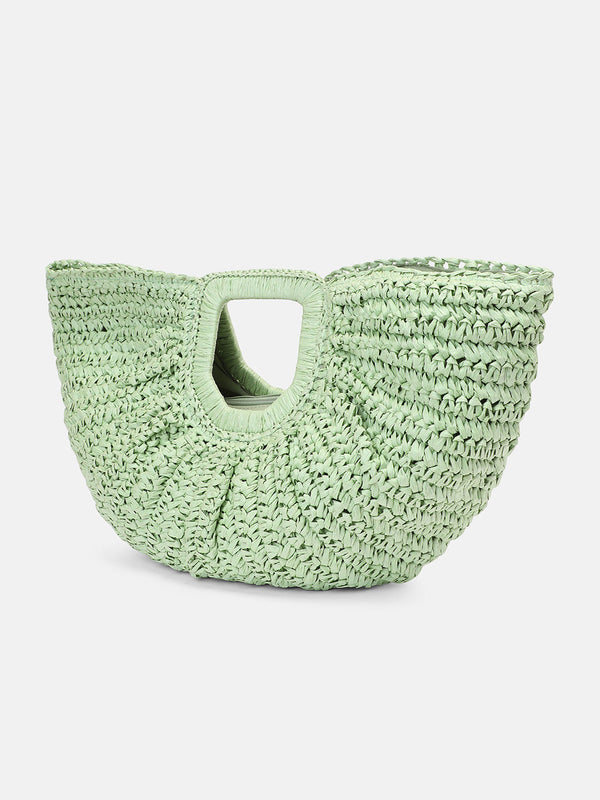The Sol-Straw Hand Bag - Mint Green