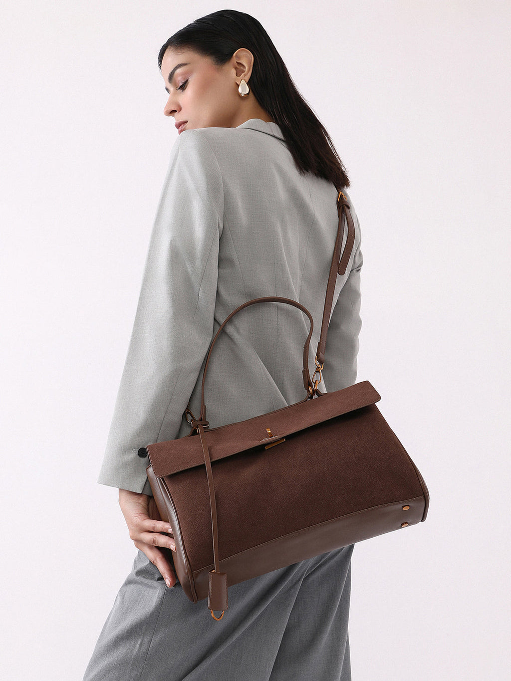 The Lume Satchel Bag - Chocolate Brown