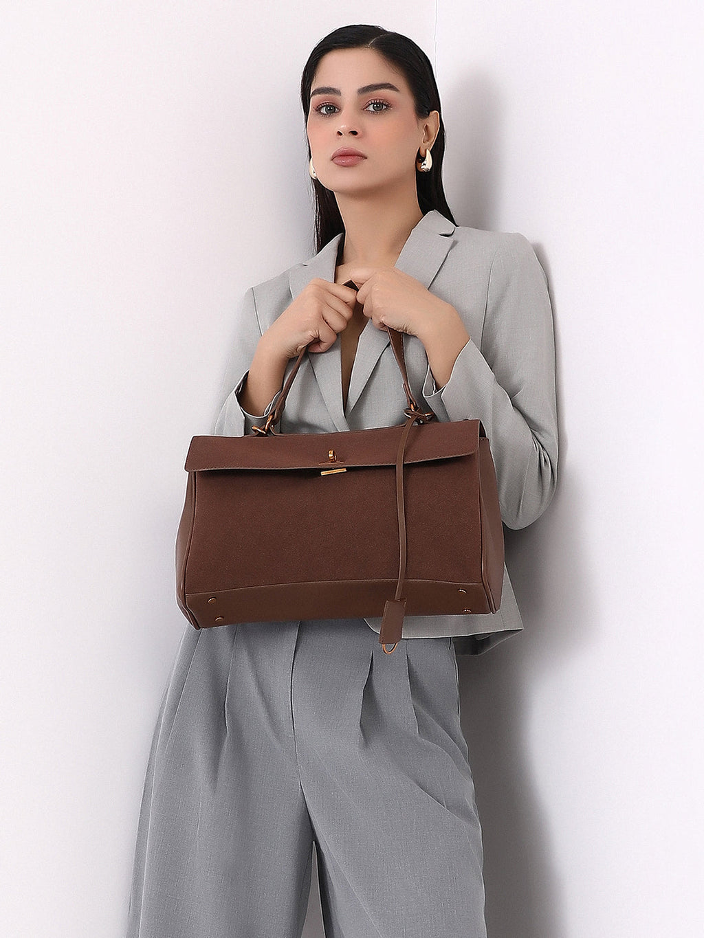 The Lume Satchel Bag - Chocolate Brown