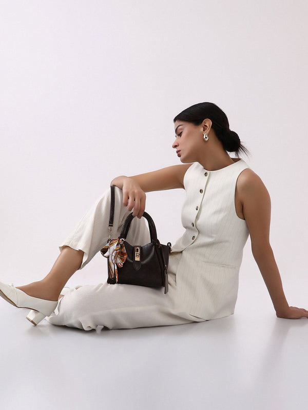 The Galleria Hand Bag With Pouch - Coffee Brown