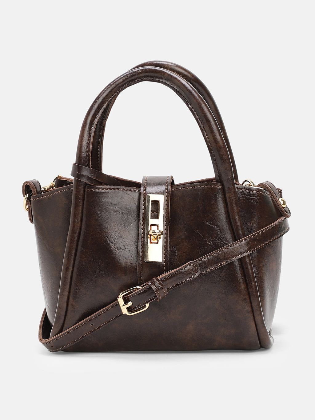 The Galleria Hand Bag With Pouch - Coffee Brown