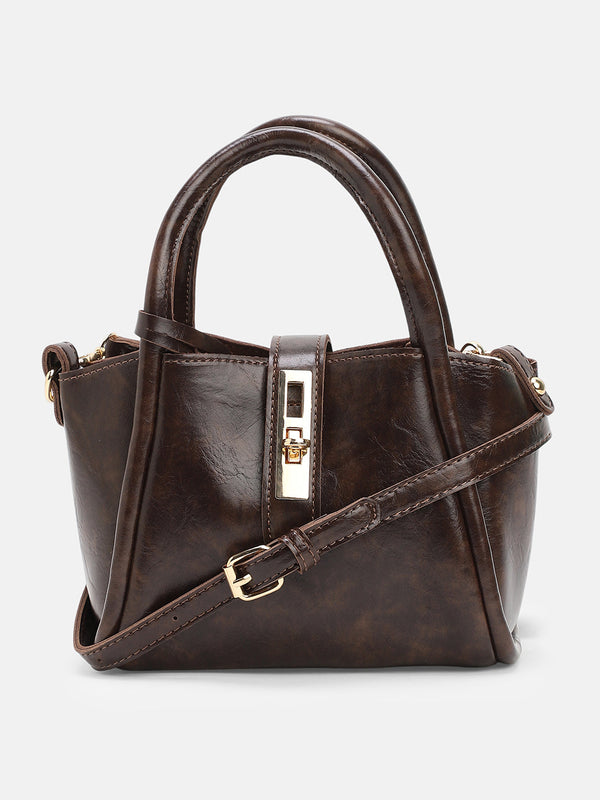 The Galleria Hand Bag With Pouch - Coffee Brown