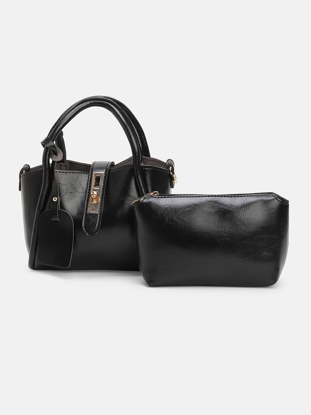 The Galleria Hand Bag With Pouch - Onyx Black