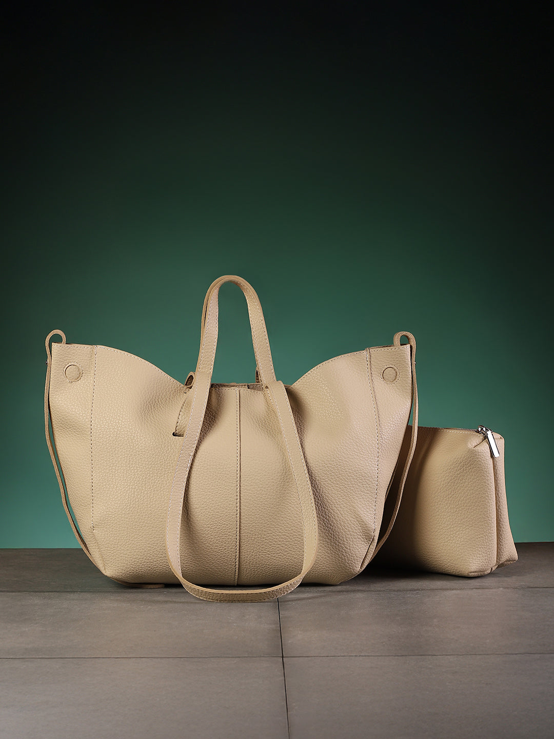 The Medium Illumé Tote Bag With Pouch - Saltbox Beige