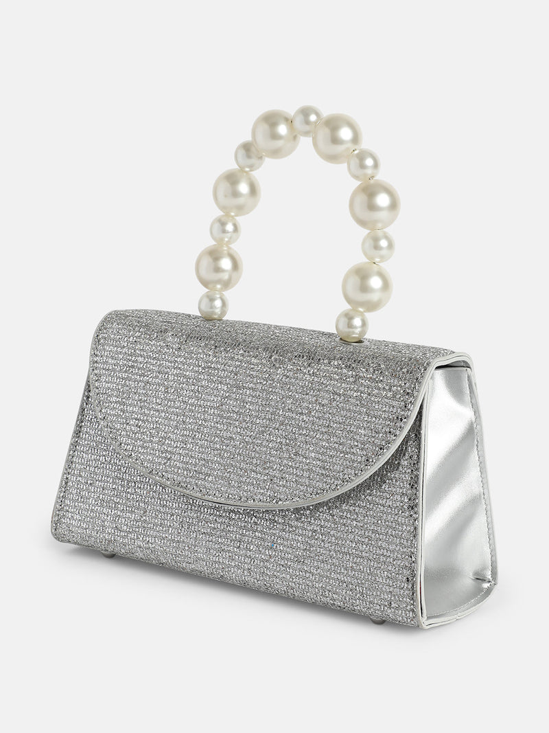 The Iri Noire Hand Bag - Metallic Silver