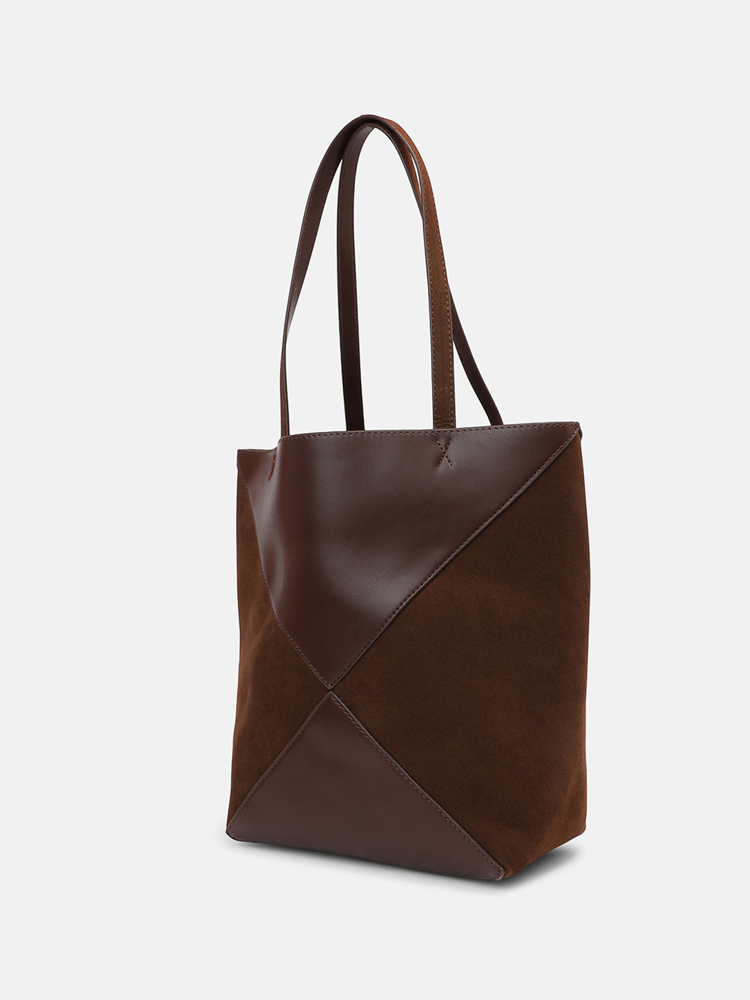 The Veloure Tote Bag With Pouch - Chocolate Brown