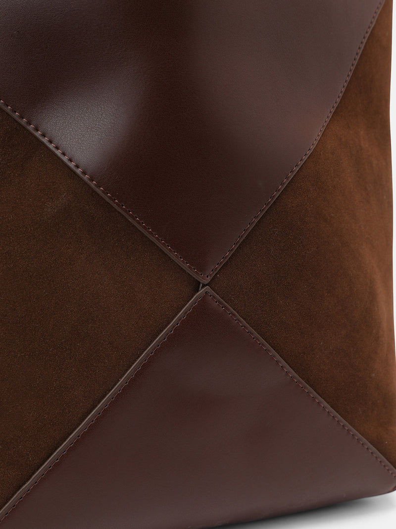 The Veloure Tote Bag With Pouch - Chocolate Brown