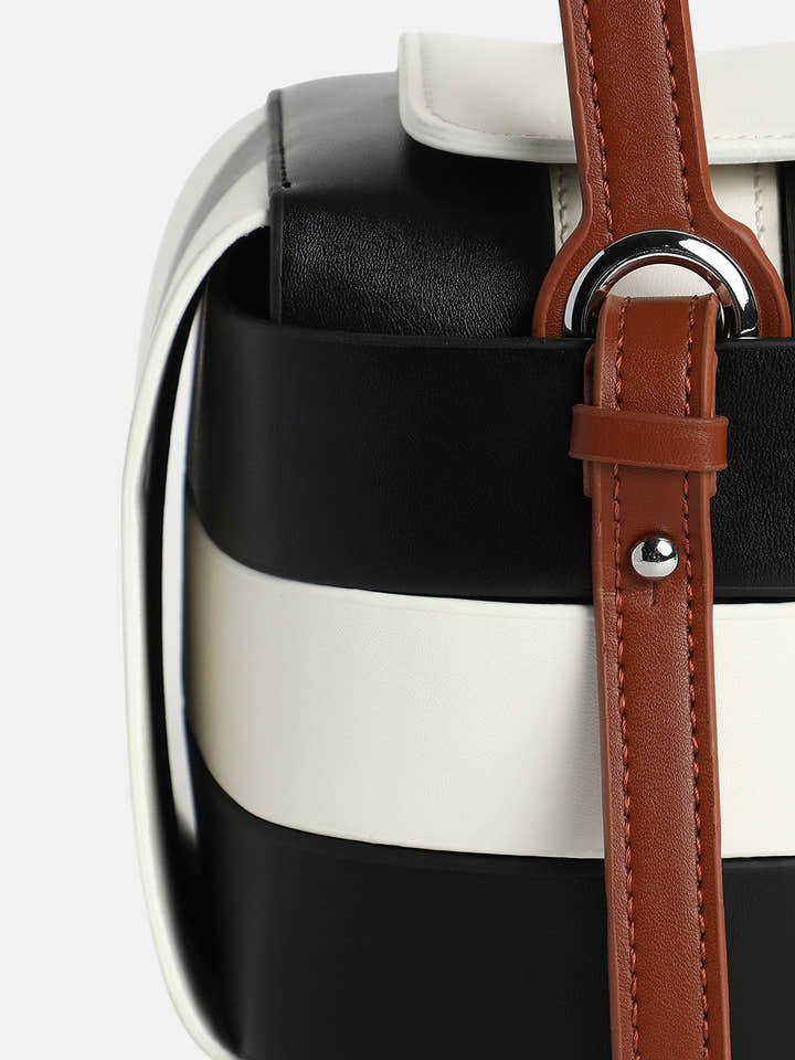 The Panel Verva Hand Bag - Obsidian Black:Ivory White