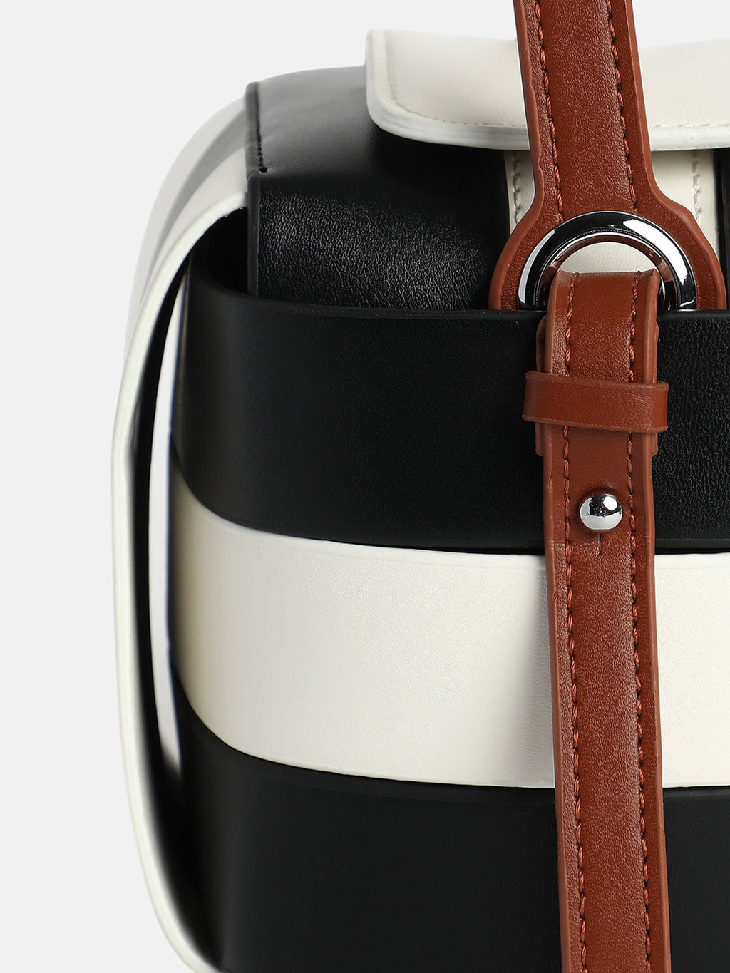 The Panel Verva Hand Bag - Obsidian Black:Ivory White