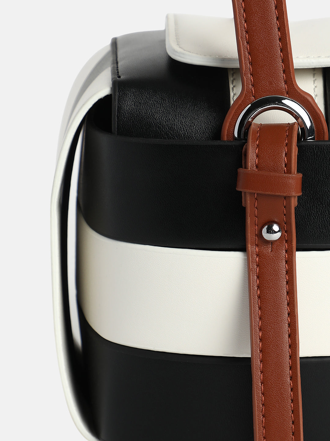 The Panel Verva Hand Bag - Obsidian Black:Ivory White