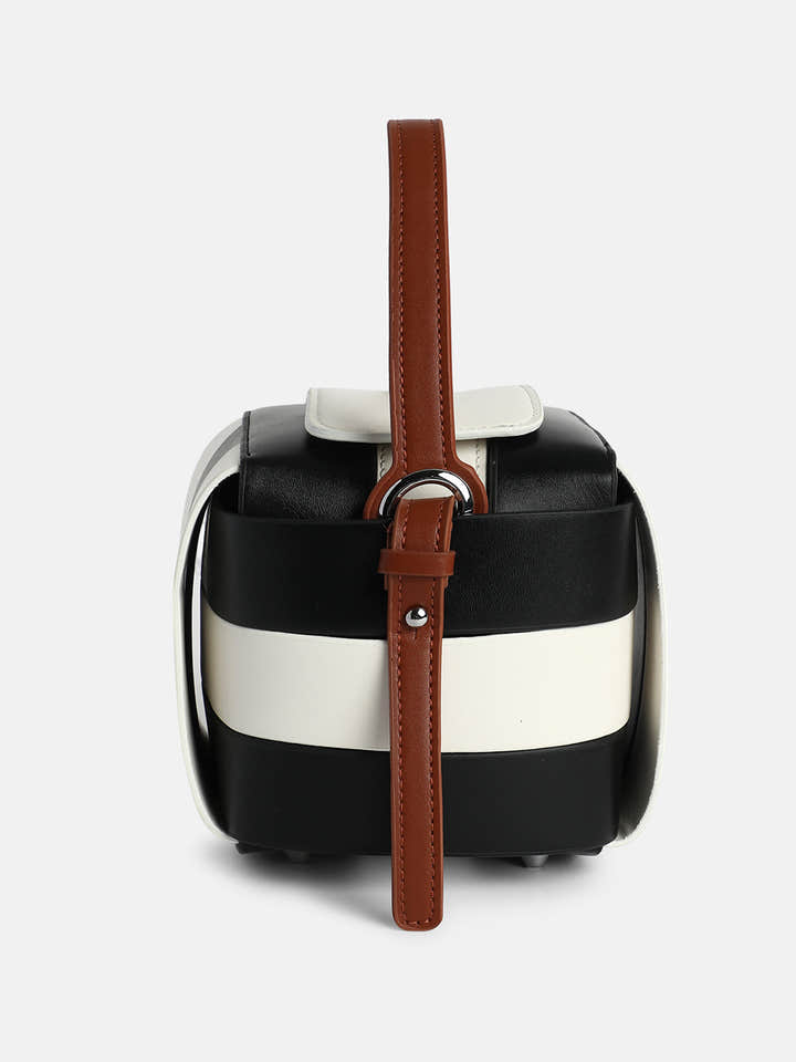 The Panel Verva Hand Bag - Obsidian Black:Ivory White