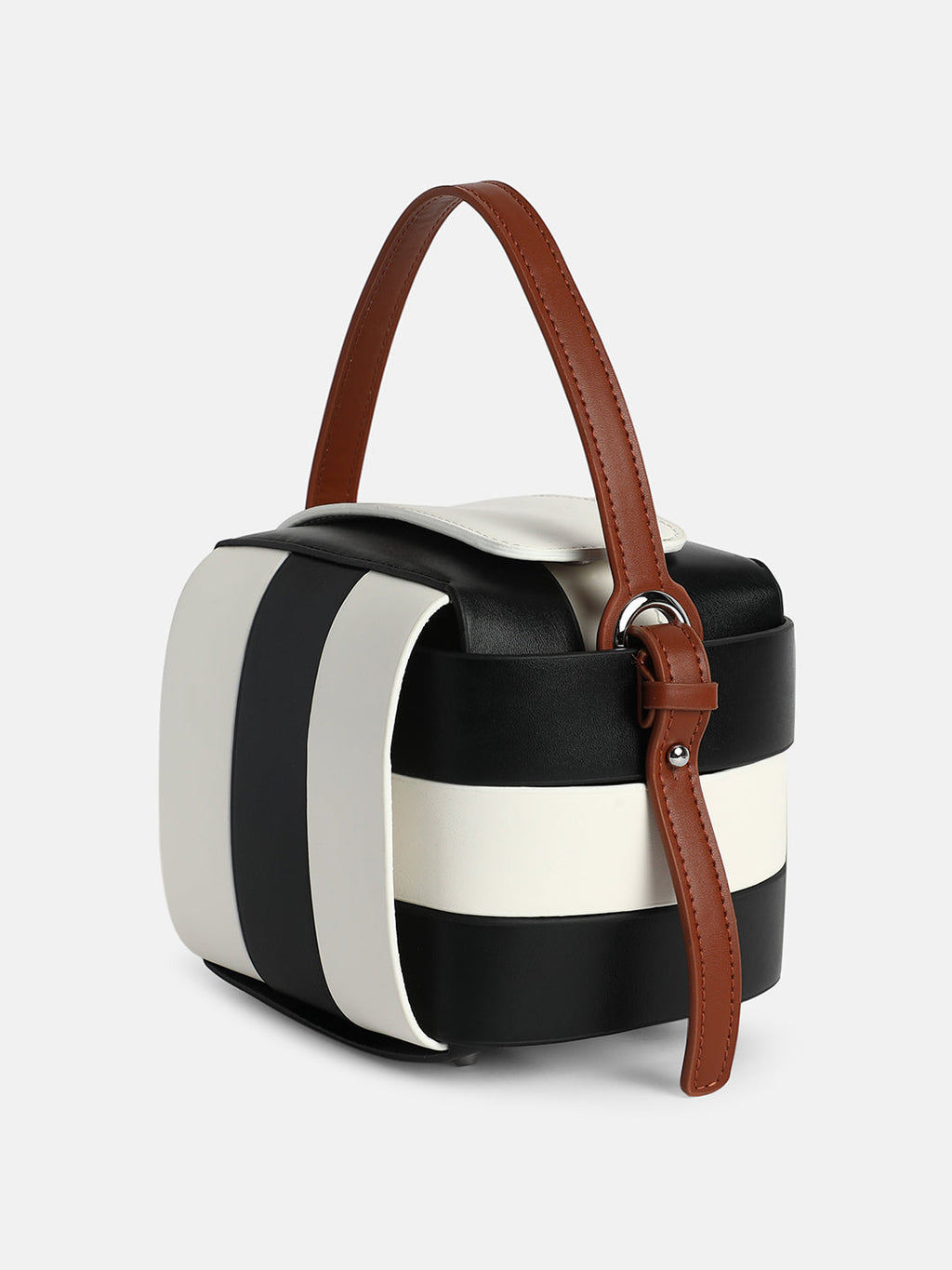 The Panel Verva Hand Bag - Obsidian Black:Ivory White