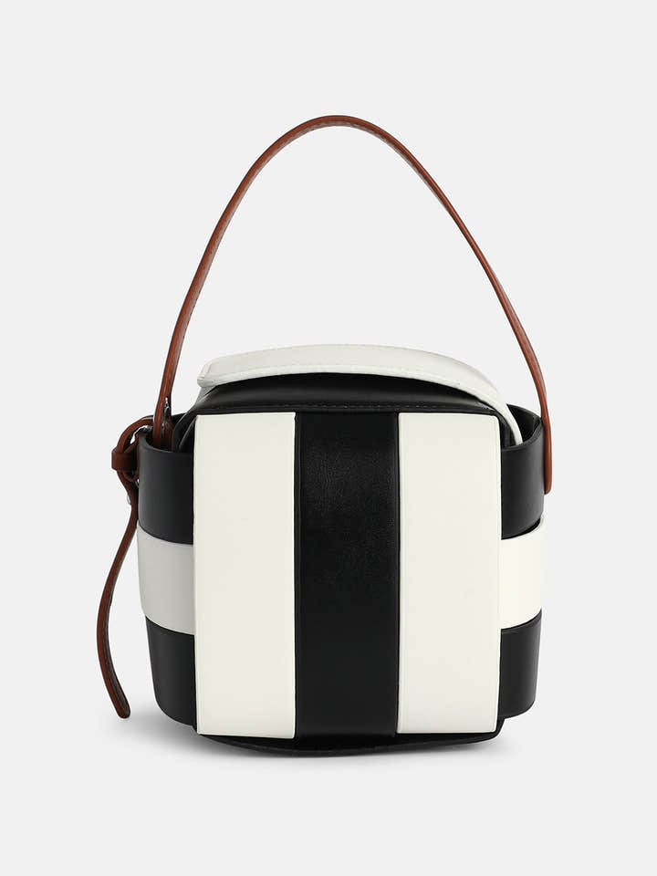 The Panel Verva Hand Bag - Obsidian Black:Ivory White