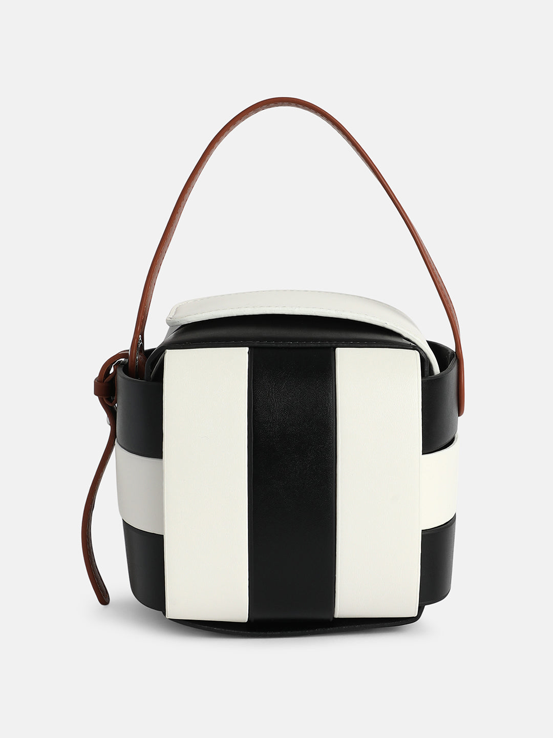 The Panel Verva Hand Bag - Obsidian Black:Ivory White