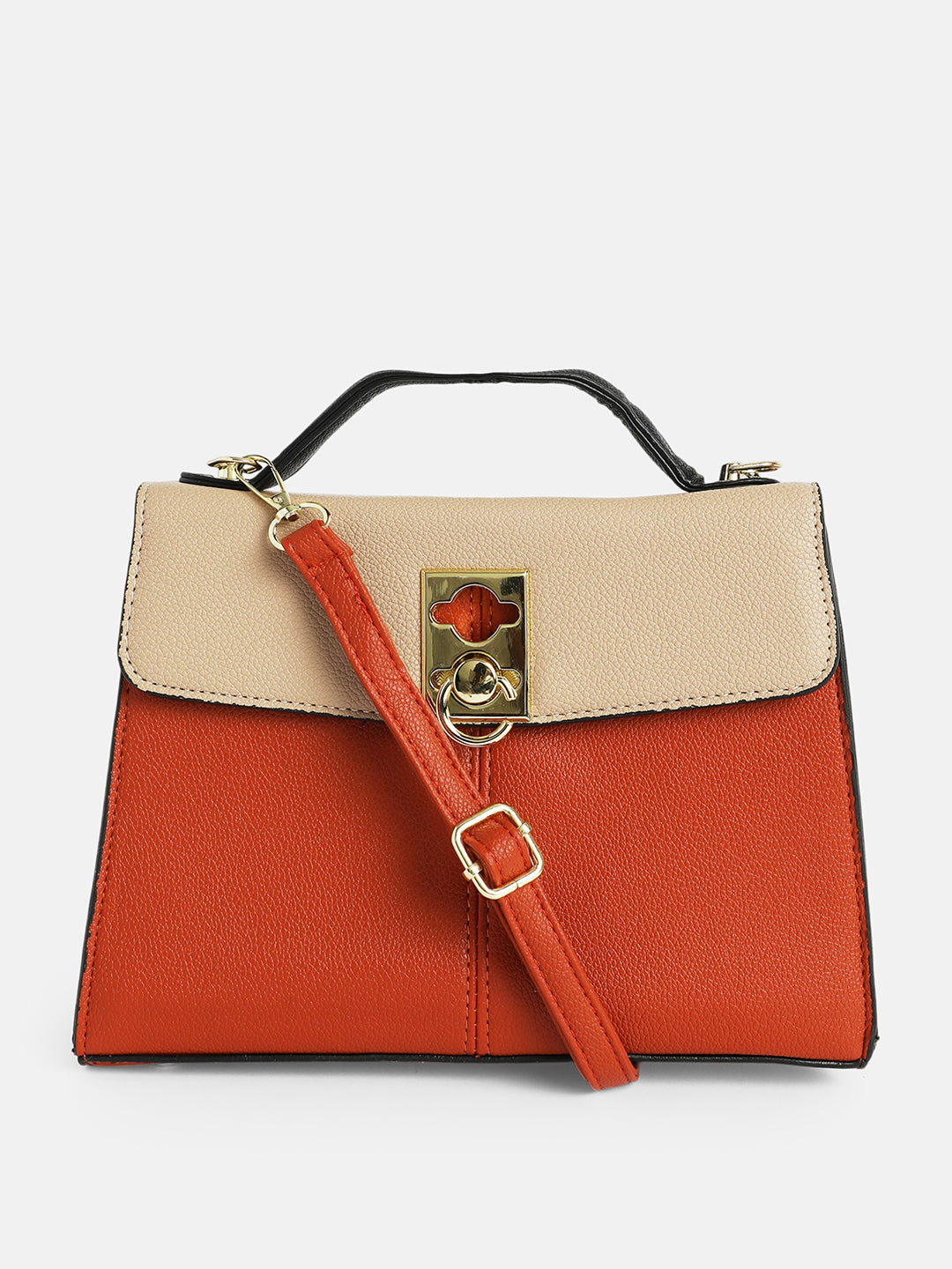 The Curatus Satchel Bag With Pouch - Terracotta Brown & Khaki Beige