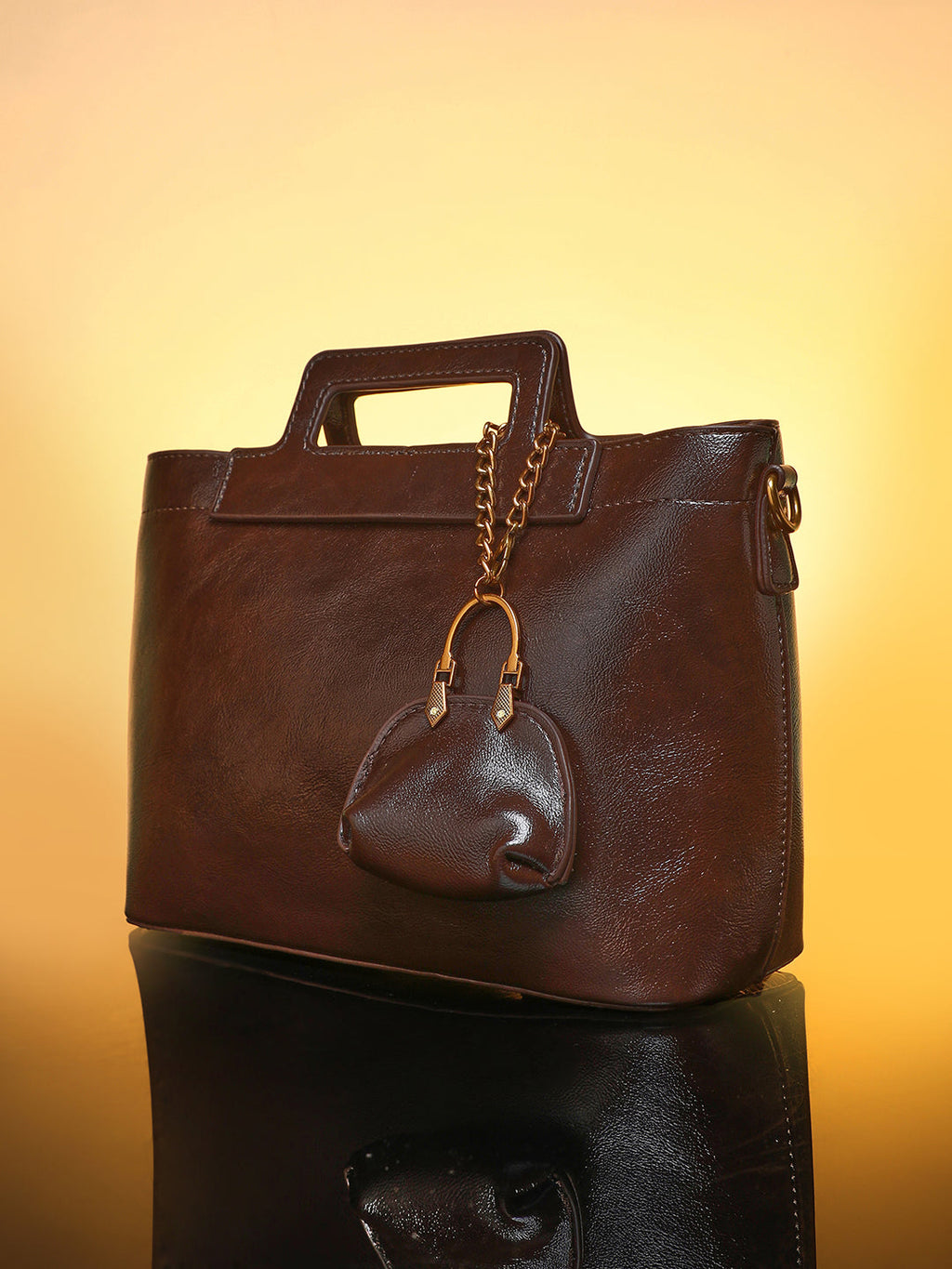 The Madame Hand Bag With Pouch - Coffee Brown