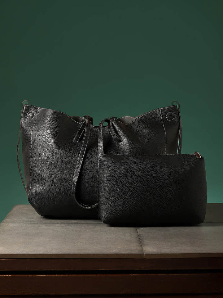 The Large Illumé Tote Bag With Pouch - Onyx Black