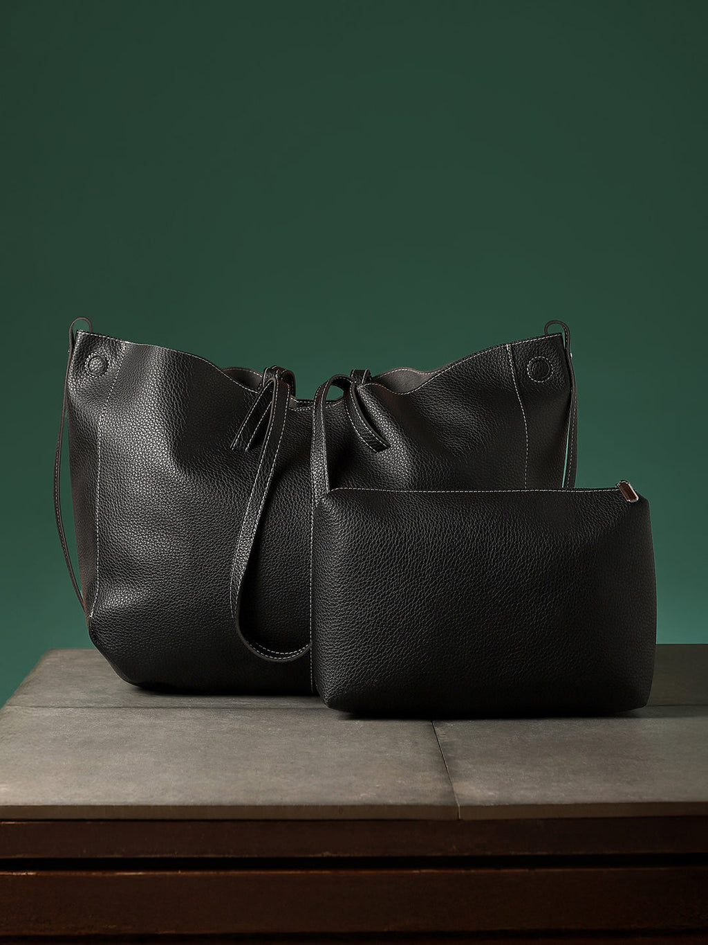 The Large Illumé Tote Bag With Pouch - Onyx Black