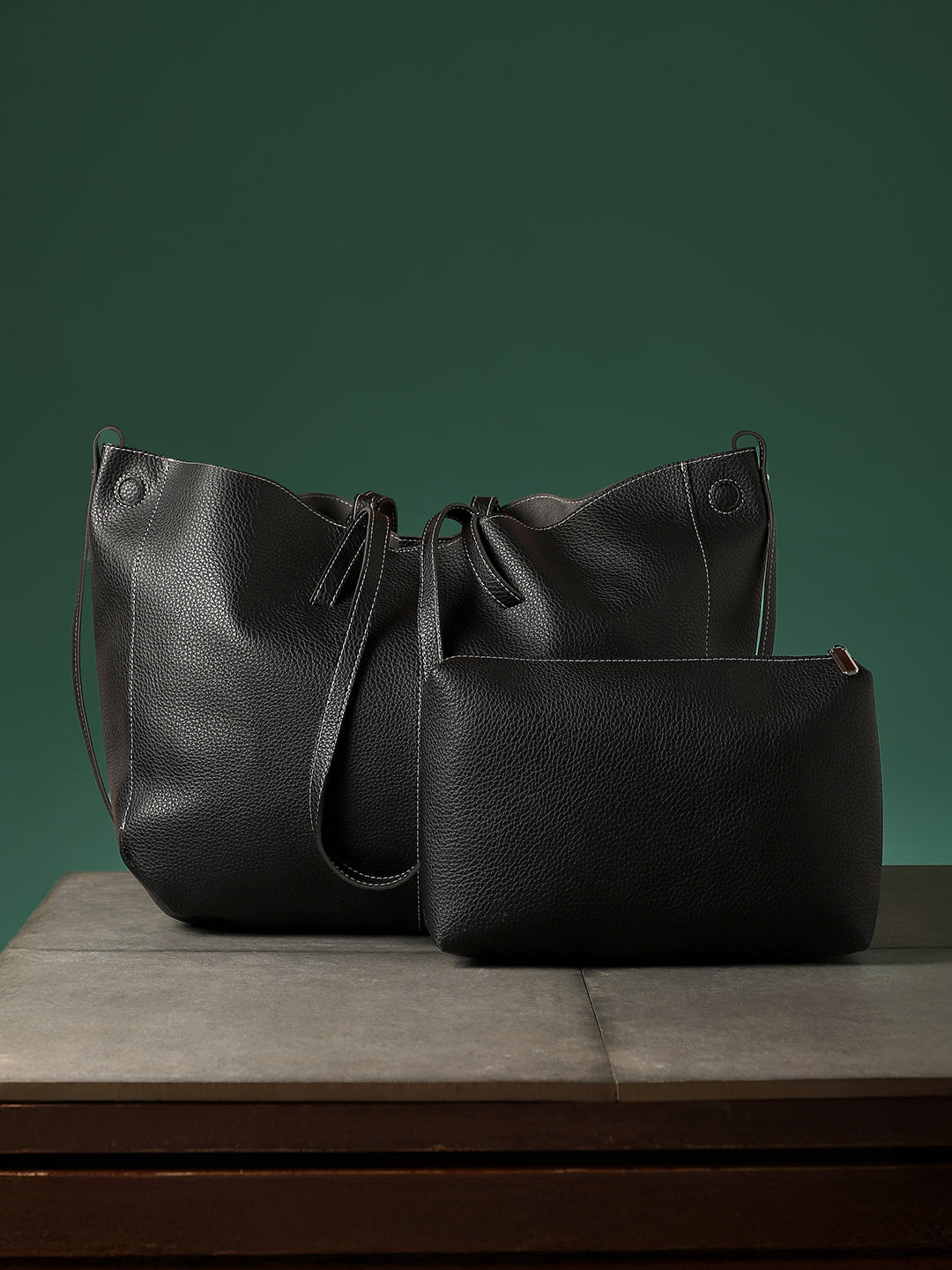 The Large Illumé Tote Bag With Pouch - Onyx Black