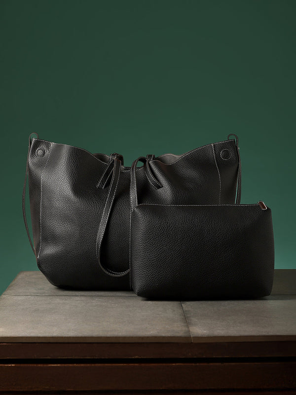The Large Illumé Tote Bag With Pouch - Onyx Black