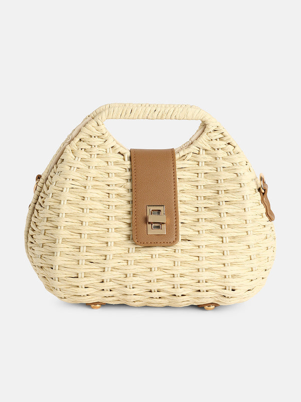 The Straw-Curve Hand Bag - Off-White